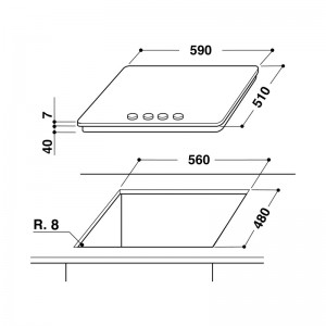 Plaque Whirlpool 4 FEUX 60CM - INOX (GMA 6422/IX)