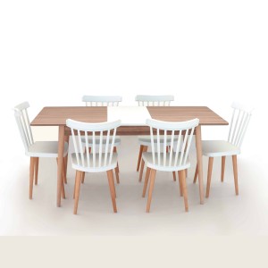 PACK TABLE EXTENSIBLE MAJESTY +06 CHAISE HELSINKI PIETEMENT BOIS