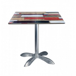 TABLE BISTROT 70 x 70 TOP COMPACT socle ALU 