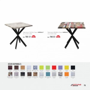 Table BISTROT 70*70 werzalit socle croisé 