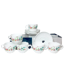 Coffret De 6 Verres à Café au lait Tasse et Sous Tasses motif Rose Pompon 22cl