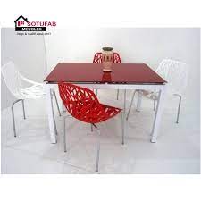 TABLE SERENA TOP EN VERRE 80*80cm + 4 Chaise Confort