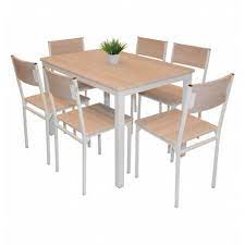 Pack salle à manger table serena chêne brut top en PVC + 6 chaises serena chêne brut 