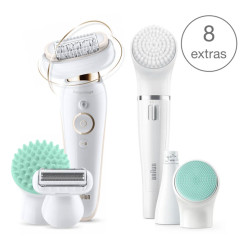 Coffret épilateur - Braun Silk-épil 9 Flex 9300 Wet & Dry + 8 accessoires dont Braun FaceSpa