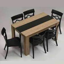 PACK SALLE A MANGER : TABLE  FLORA  (135 x 80 x75 cm)  + 6 Chaises AMIRAL  Capitonné  Noir 
