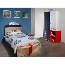 Chambre à coucher enfant MARIN penderie  2 portes (Lit+penderie 2 Portes + Table de nuit )