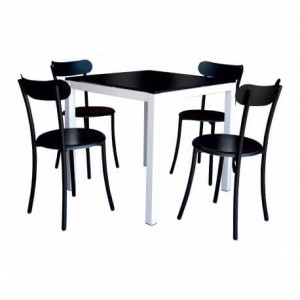 PACK TABLE SERENA TOP EN VERRE 80 x 80+ 4 CHAISE SPOT
