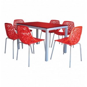 PACK SALLE A MANGER TABLE SERENA TOP EN VERRE + 6 CHAISES CONFORT 