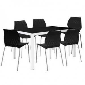 PACK TABLE SERENA TOP EN VERRE + 6 CHAISE PRINCE 