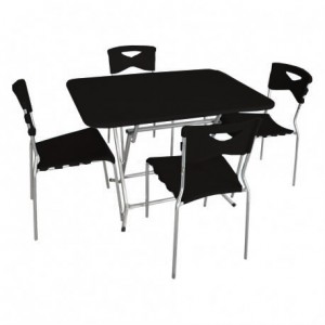 Pack table SOTUFAB 120 X 80 PVC Noir + 6 Chaises CITY Noir - 