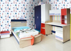Chambre à coucher enfant MARIN 3 Portes (Lit+Table de nuit +Penderie 3 Portes )